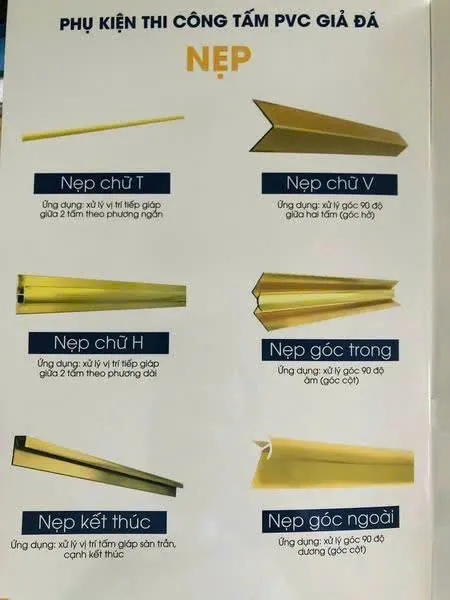 Phụ kiện nẹp dùng trong thi công ốp tường vân đá PVC