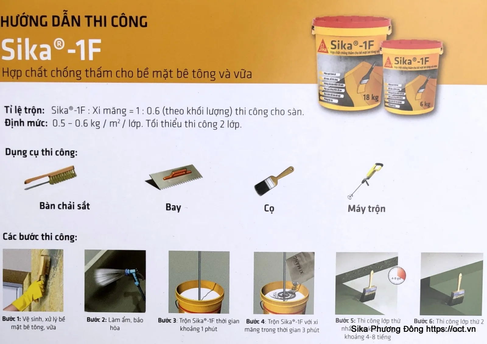 Quy trình chi tiết thi công chống thấm Sika 1F