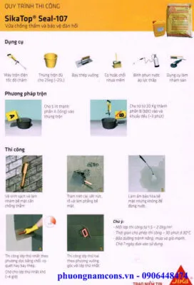 Quy trình thi công chống thấm Sikatop Seal 107 chuyên nghiệp trên bề mặt bê tông