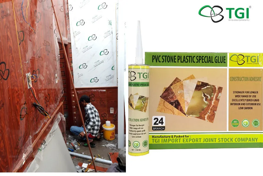 quy trình thi công ốp tường với keo dán tấm PVC