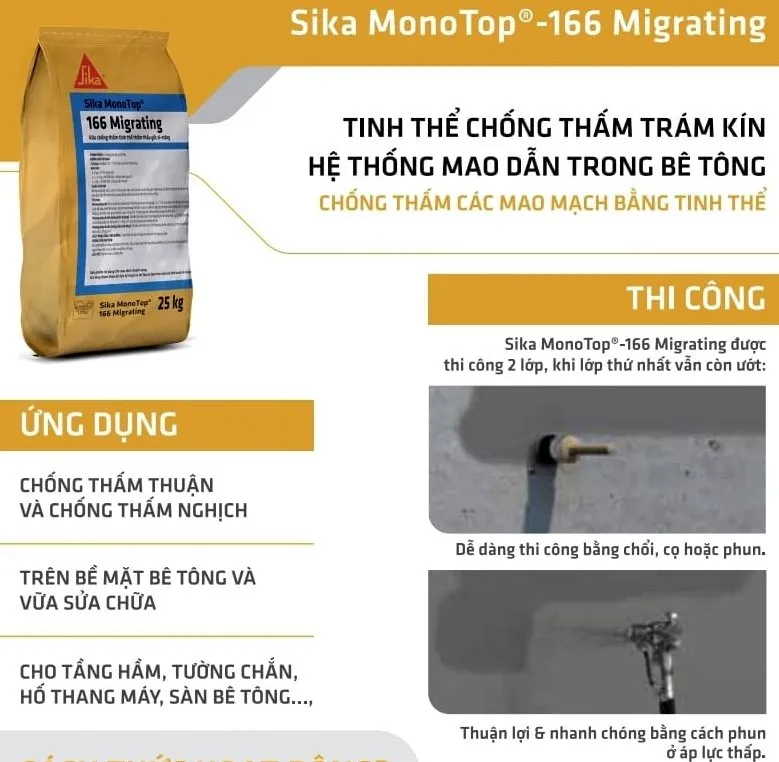 Quy trình thi công rắc khô Sika MonoTop 166 chống thấm ngược
