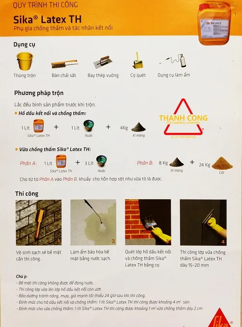 Quy trình thi công Sika Latex TH 5 lít đúng kỹ thuật để đạt hiệu quả tối ưu