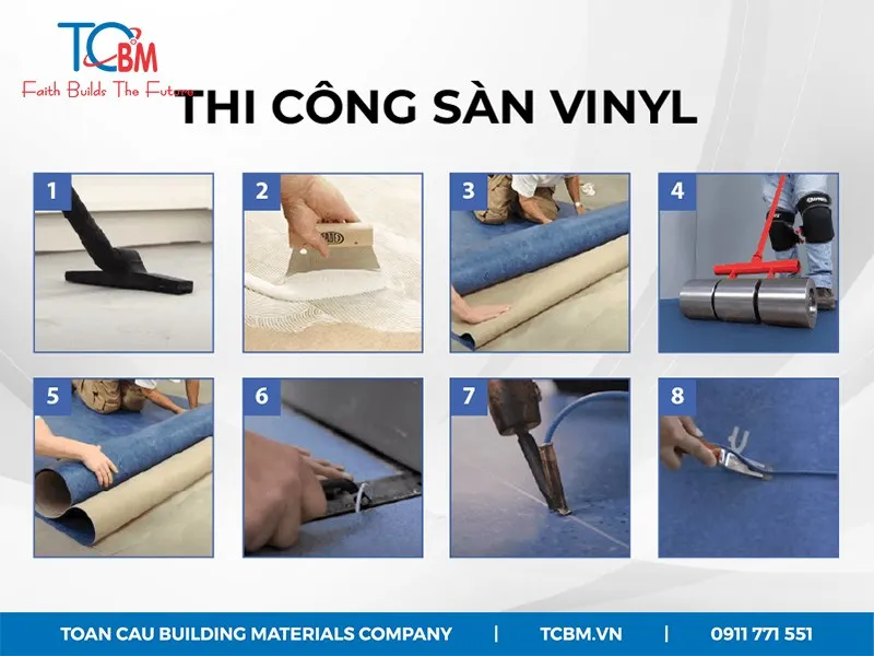 Quy trình thi công tấm trải sàn nhựa PVC cần tuân thủ hướng dẫn để đảm bảo chất lượng