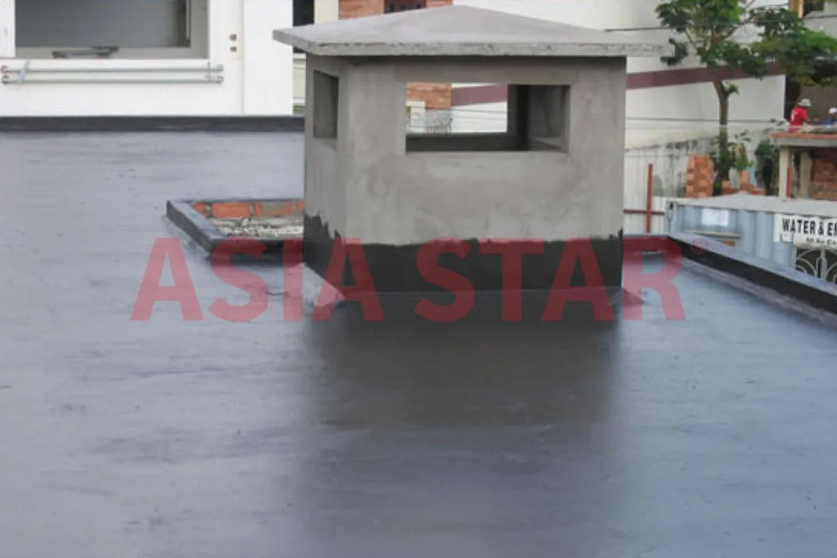 Sàn mái đã hoàn thiện và kiểm tra chống thấm sau quy trình ngâm nước xi măng