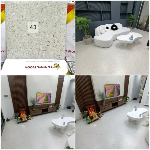 Sàn nhựa ô vuông giả vân đá mã TA43 tinh tế