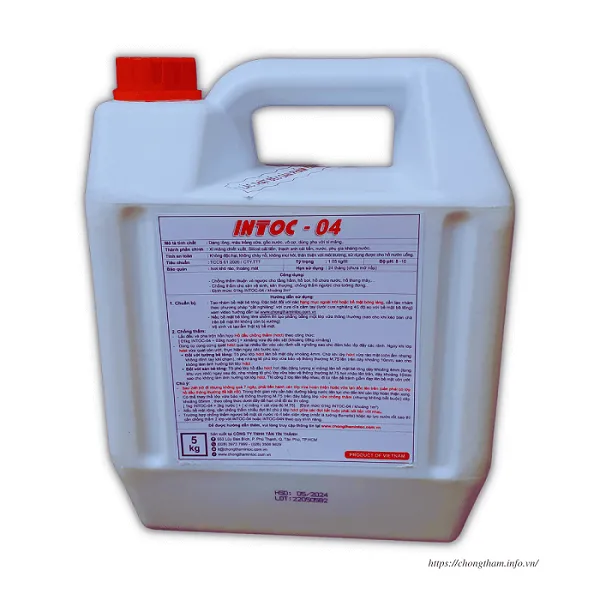 Sản phẩm intoc chống thấm 04 dạng lỏng, can 5kg, chuyên dụng cho các công trình môi trường và dân dụng