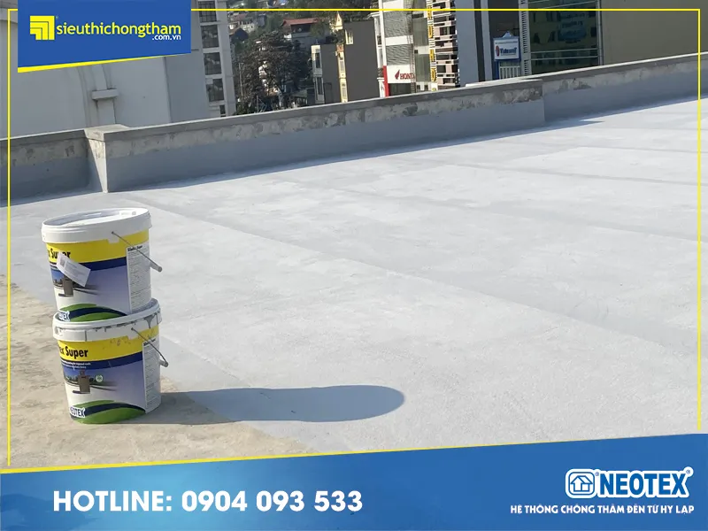 Sân thượng sau khi hoàn thiện chống thấm bằng Silatex Super và lưới Neotextile cho hiệu quả tối ưu