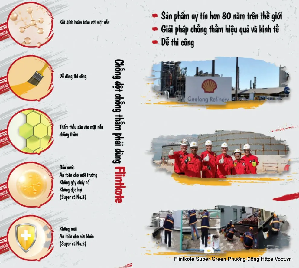 Shell Flintkote Super Green cho chống thấm lộ thiên
