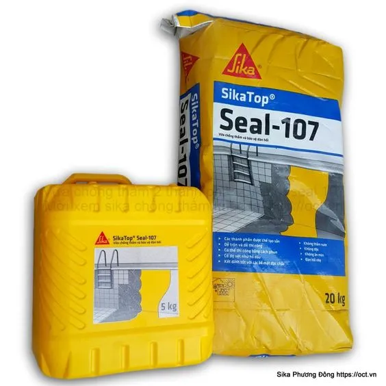 Sika 107 gồm can nước 5 lit và bao bột 20 Kg