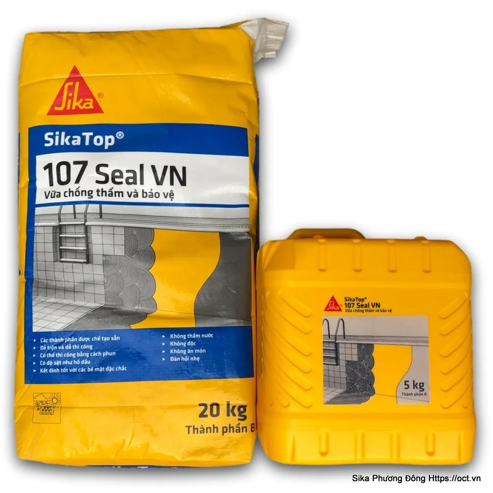 sika latex 107 Bộ sản phẩm Sikatop 107 Seal VN 25kg chống thấm cho ao hồ, bể nước
