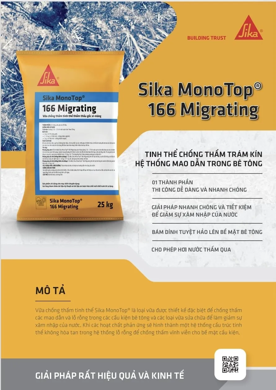 Sika MonoTop 166 và công nghệ tinh thể thẩm thấu