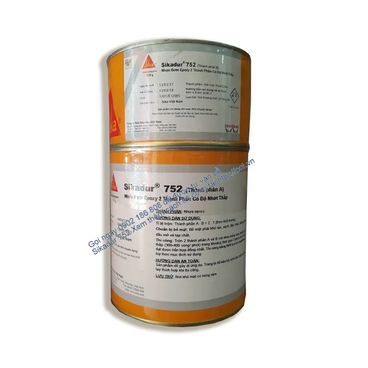 Sikadur 752: Nhựa bơm epoxy 2 thành phần độ nhớt thấp chuyên dùng xử lý vết nứt