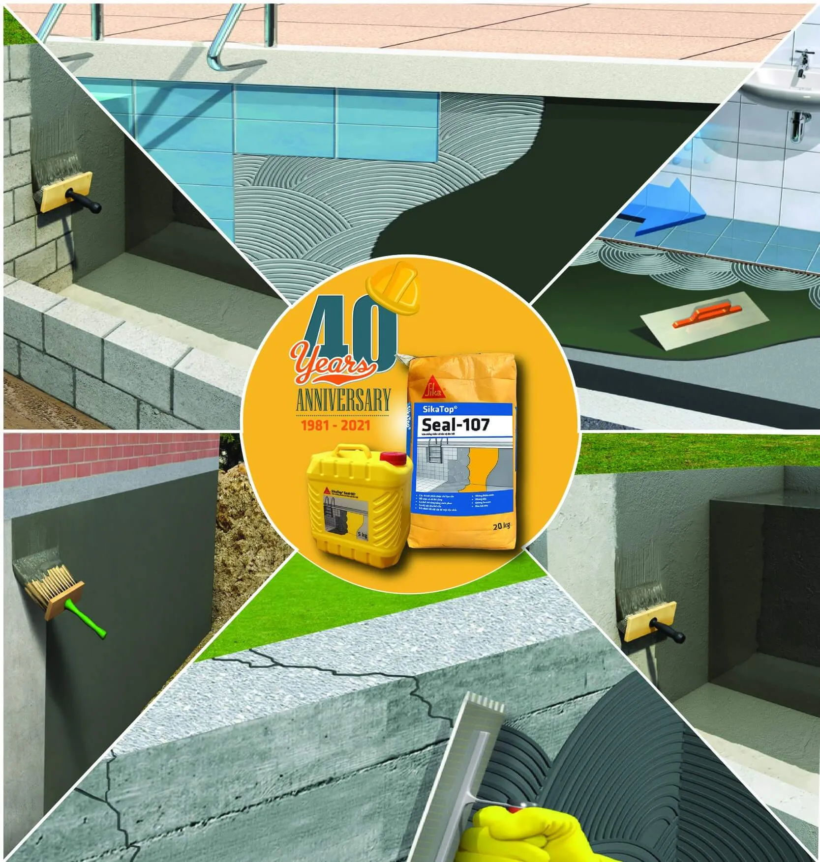 Sikatop Seal 107 chống thấm hai thành phần hiệu quả