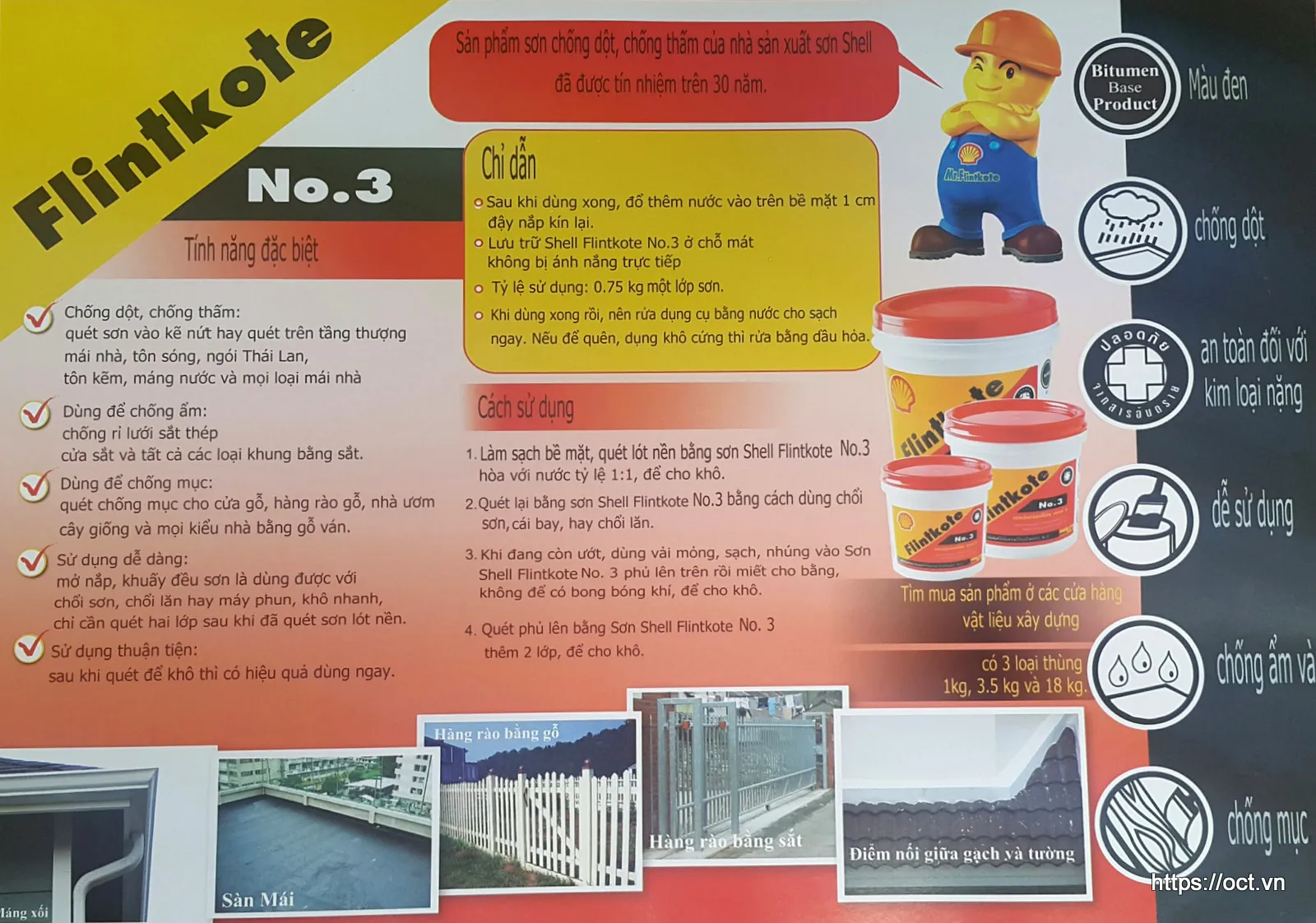 Sơn chống thấm Shell Flintkote 3 gốc bitum cho bê tông và kim loại