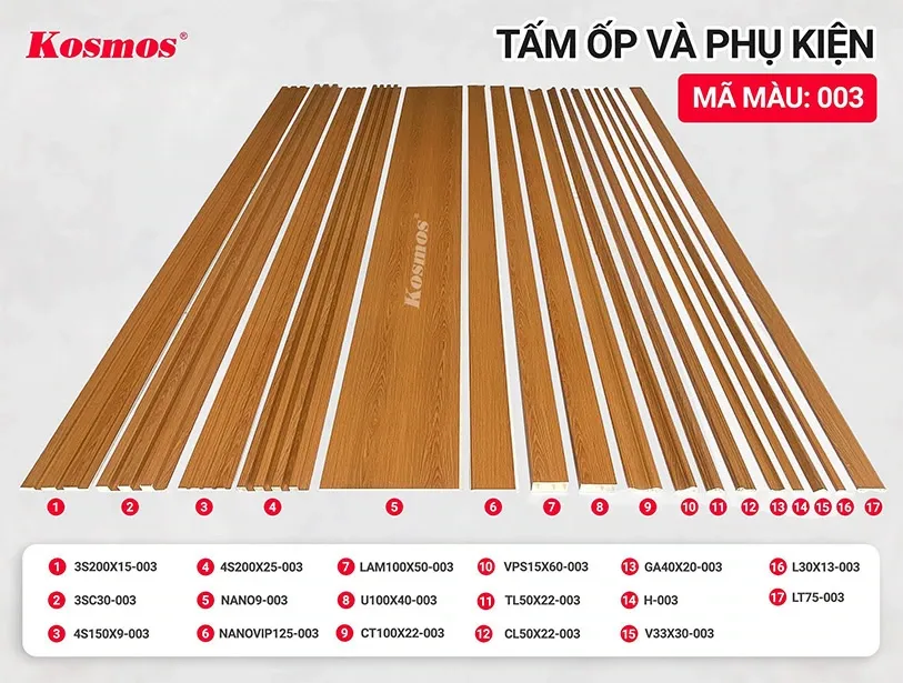 Sự kết hợp giữa tấm nhựa PVC vân gỗ và phụ kiện đồng màu 003