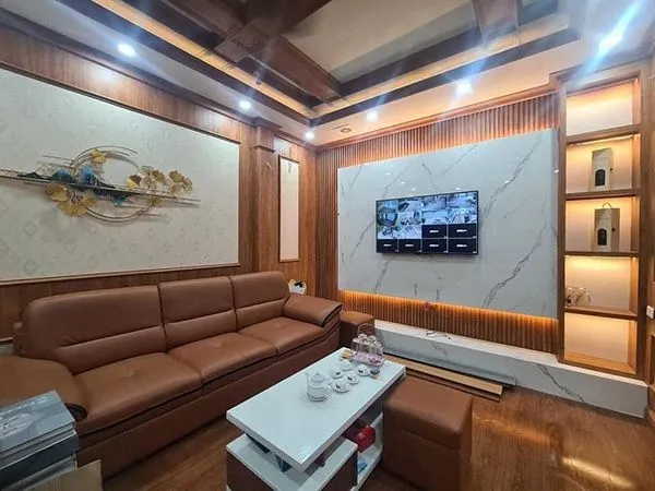 Sự kết hợp hài hòa của tấm nhựa ốp tường và nội thất phòng khách