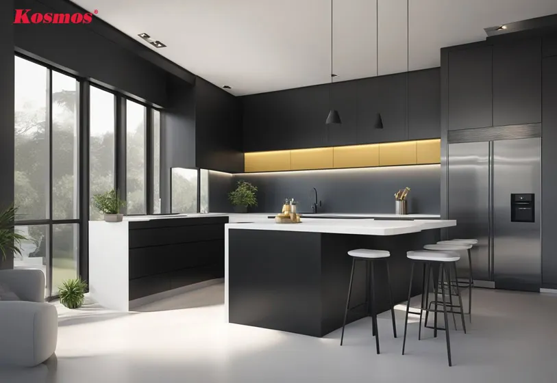Tấm Alu ốp bếp đen sang trọng và bền bỉ