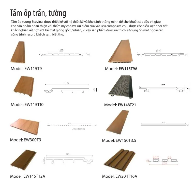 Tấm composite ốp tường giả gỗ của Ecovina, mang lại vẻ đẹp tự nhiên và hiện đại cho không gian nội thất, sản phẩm mới nhất 2024.