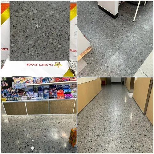 Tấm dán sàn giả đá ô vuông mã TA44 với hoa văn độc đáo