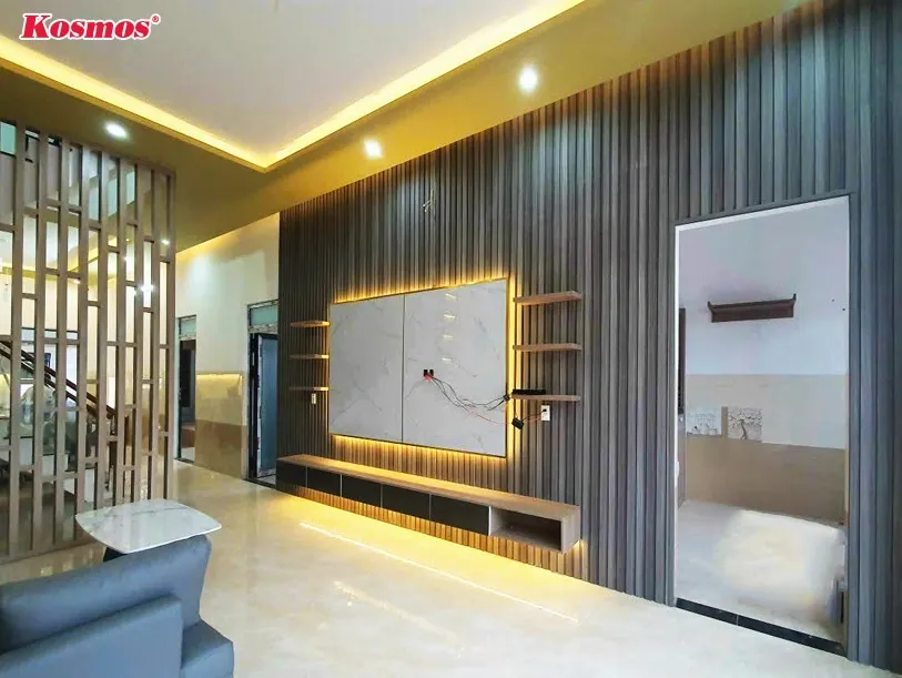 Tấm lam sóng PVC 3SVIP-100 kiến tạo nên không gian phòng khách ấn tượng và hiện đại