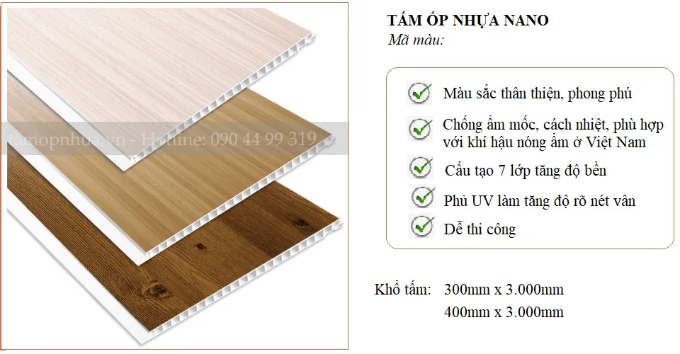 Tấm nano PVC vân gỗ sang trọng dùng để ốp tường