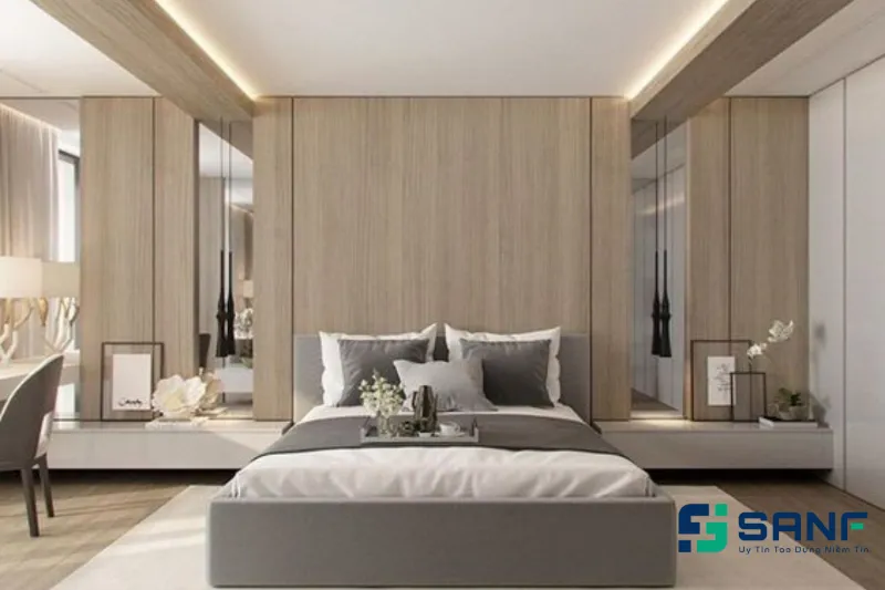 Tấm nhựa giả gỗ hiện đại cho phòng ngủ