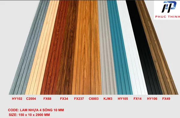 Tấm nhựa giả gỗ ốp tường lam 4 sóng