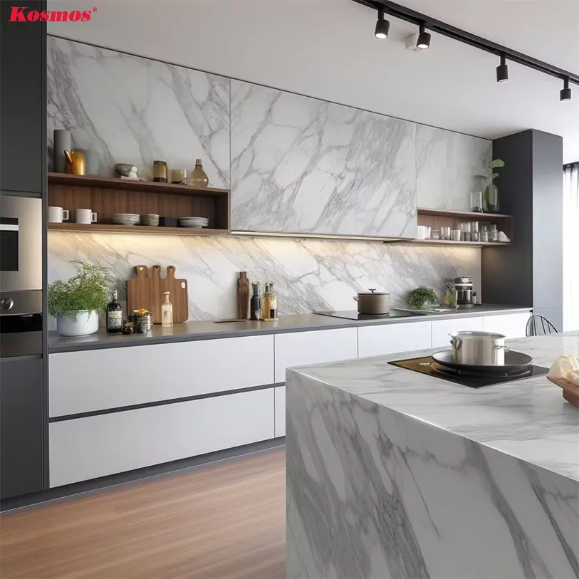 Tấm nhựa Mica giả đá ốp bếp hiện đại và tinh tế