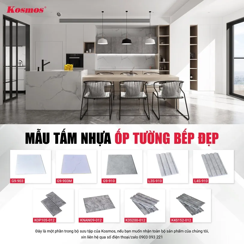 Tấm nhựa ốp tường nhà bếp đáp ứng tốt tính thẩm mỹ và tiện ích