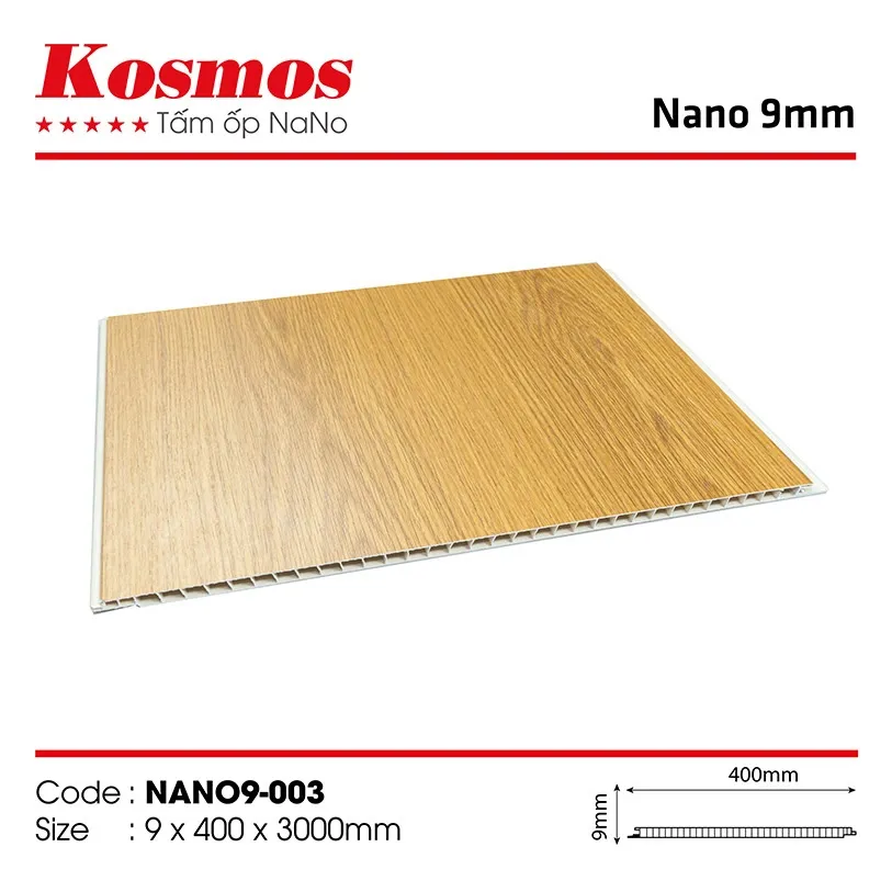 Tấm nhựa ốp tường PVC Nano NANO9-003 vân gỗ sáng màu