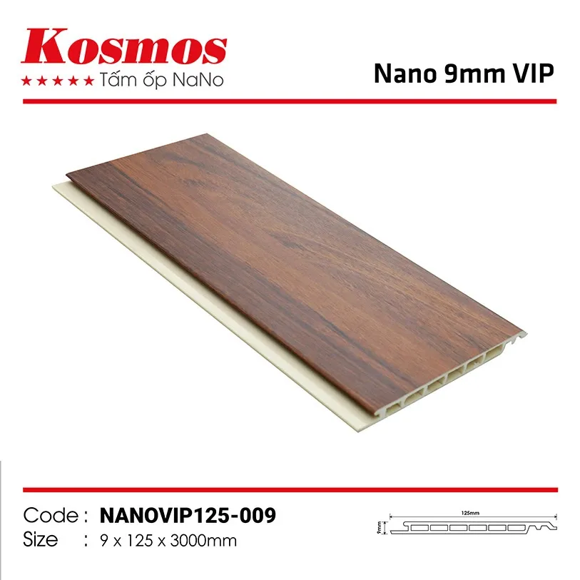 Tấm nhựa ốp tường PVC vân gỗ NANOVIP125-009