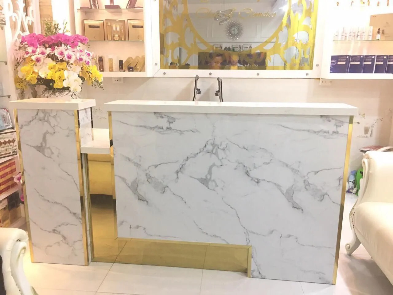 Tấm nhựa Pima giả đá ốp bếp chống thấm, dễ vệ sinh