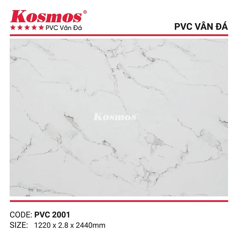 Tấm nhựa PVC vân đá 2.8mm mã PVC2001, thay thế đá tự nhiên