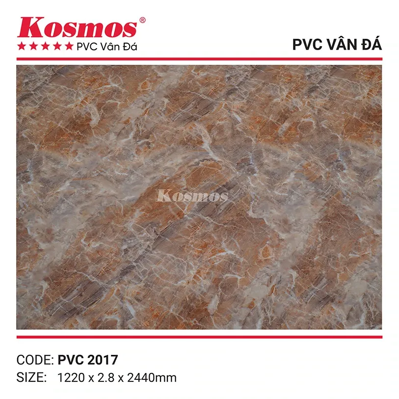 Tấm nhựa PVC vân đá 2.8mm mã PVC2017, chống ẩm mốc hiệu quả