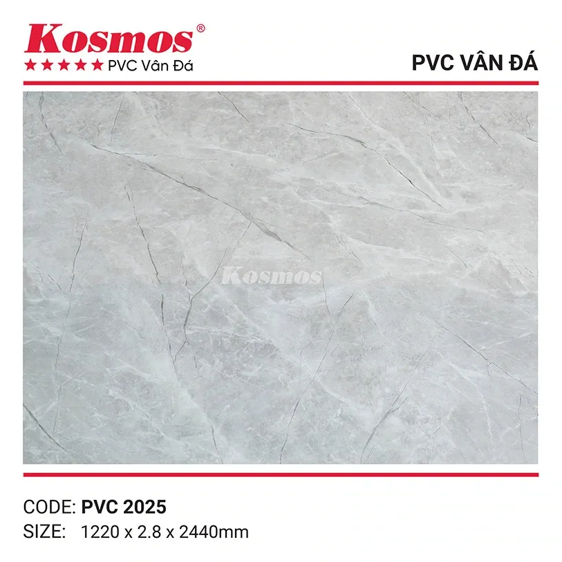 Tấm nhựa PVC vân đá 2.8mm mã PVC2025 cho không gian hiện đại