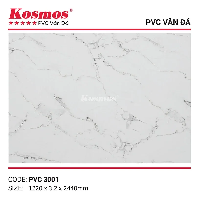 Tấm nhựa PVC vân đá 3.2mm mã PVC3001, độ bền vượt trội