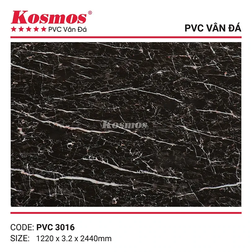 Tấm nhựa PVC vân đá 3.2mm mã PVC3016, nhẹ và bền