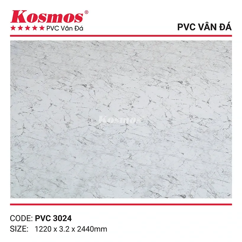 Tấm nhựa PVC vân đá 3.2mm mã PVC3024, chống thấm hiệu quả