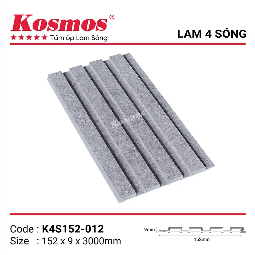 Tấm nhựa SPC vân giả đá K4S152-102, giải pháp ốp tường bền vững