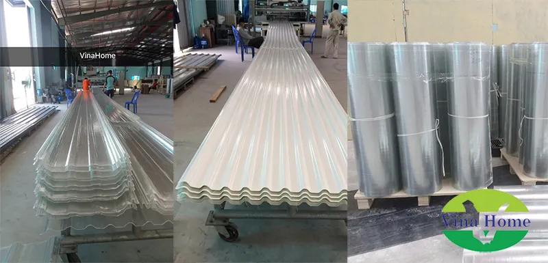 Tấm nhựa trắng Composite dạng sóng và phẳng, giải pháp lợp mái tiết kiệm chi phí.