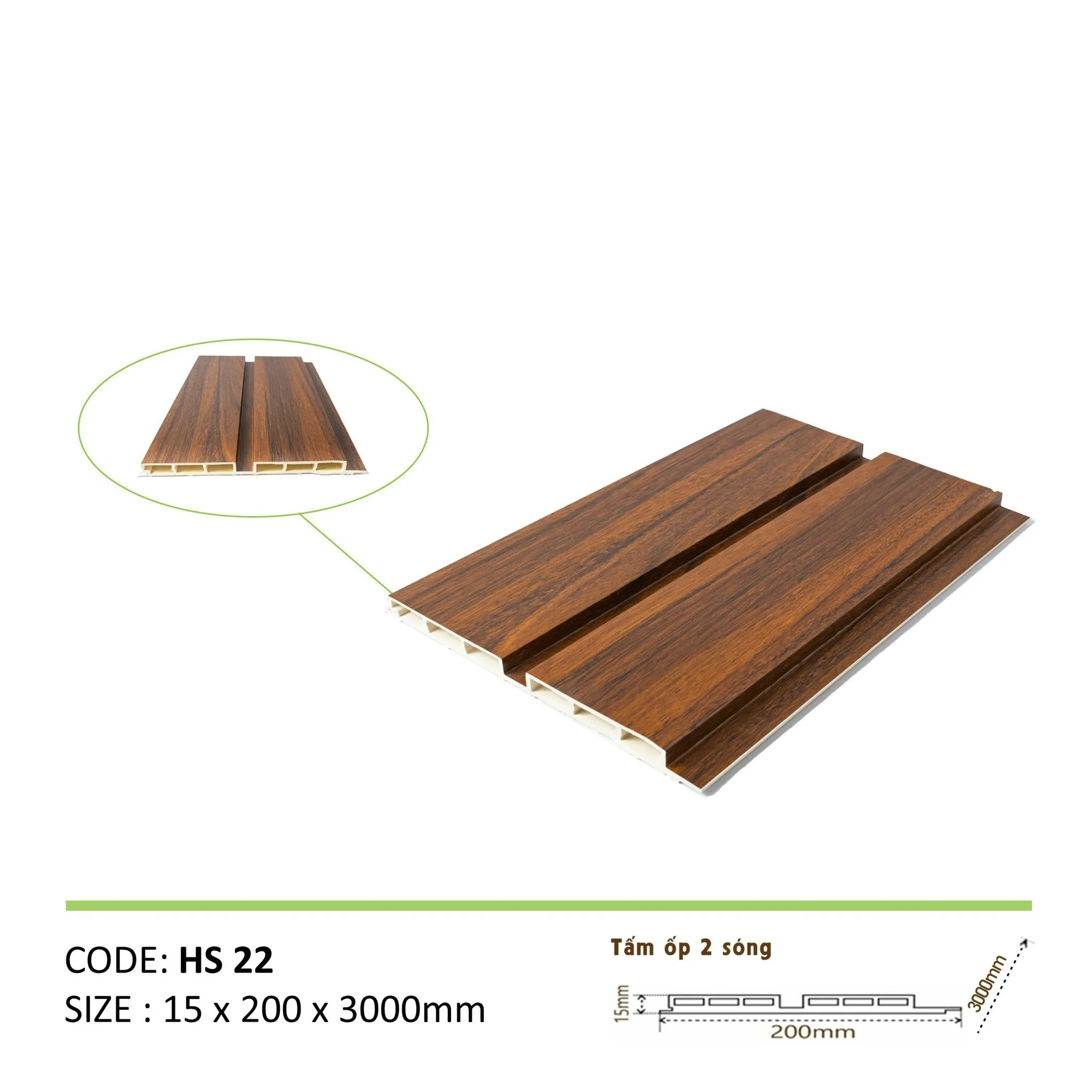 Tấm ốp lam 2 sóng thấp cao cấp HS 22