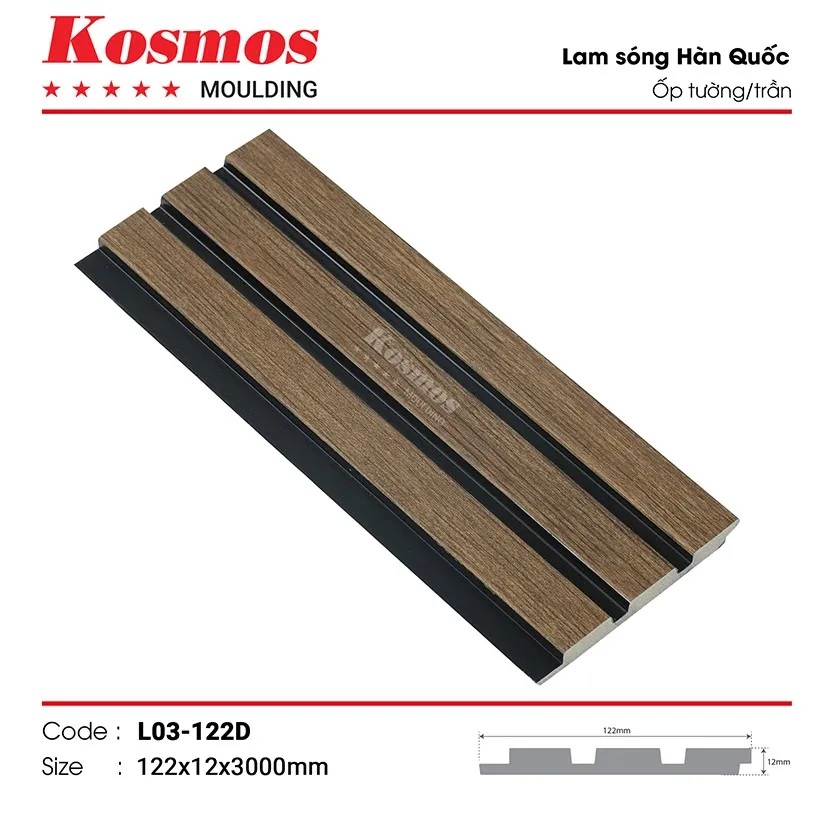 Tấm ốp lam sóng PVC 3D với hiệu ứng chiều sâu mã L03-122D