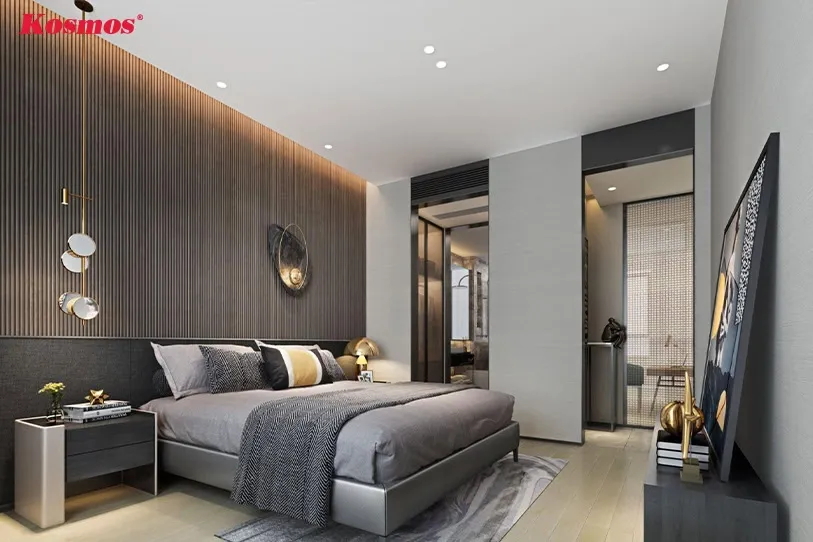 Tấm ốp lam sóng PVC giả gỗ, lựa chọn phổ biến cho phòng ngủ