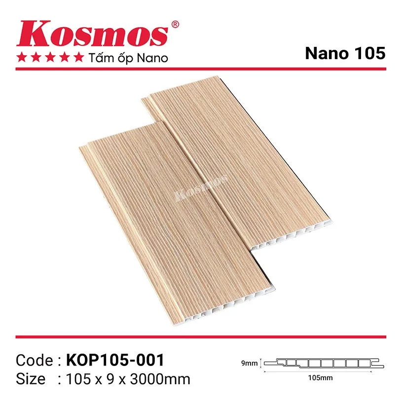 Tấm ốp nhựa PVC KOP150-001 pha bột đá vân gỗ bền và đẹp