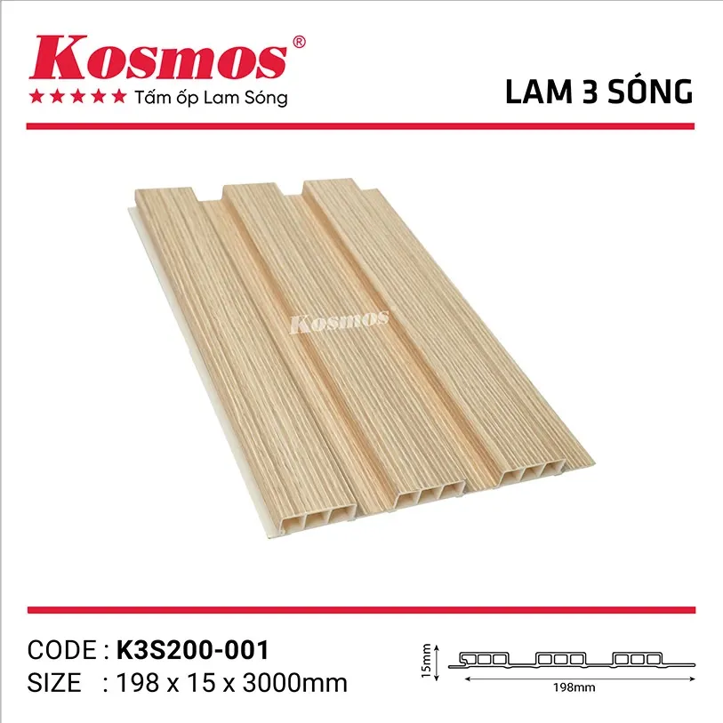 Tấm ốp nhựa PVC pha bột đá vân gỗ k3S200-001