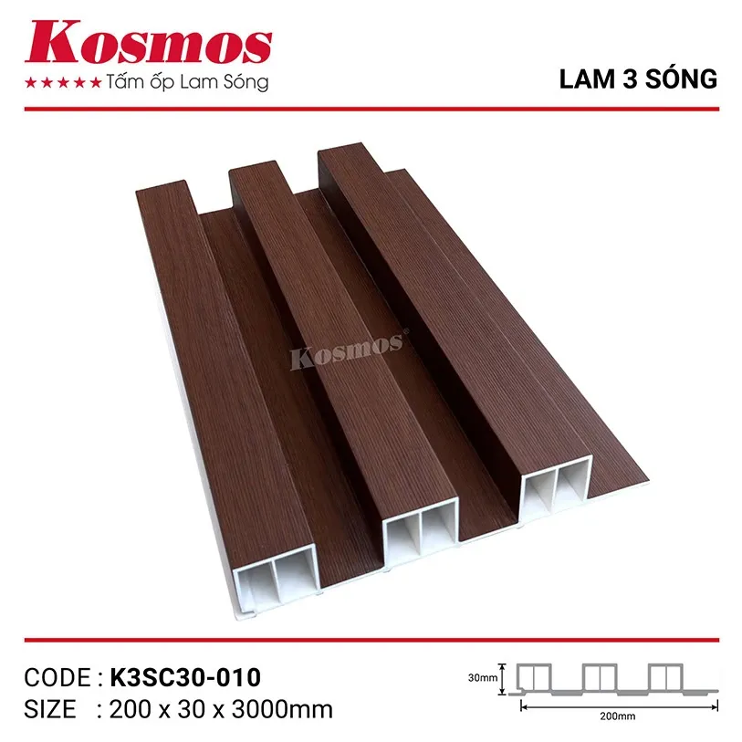 Tấm ốp nhựa PVC pha bột đá vân gỗ k3SC30-010