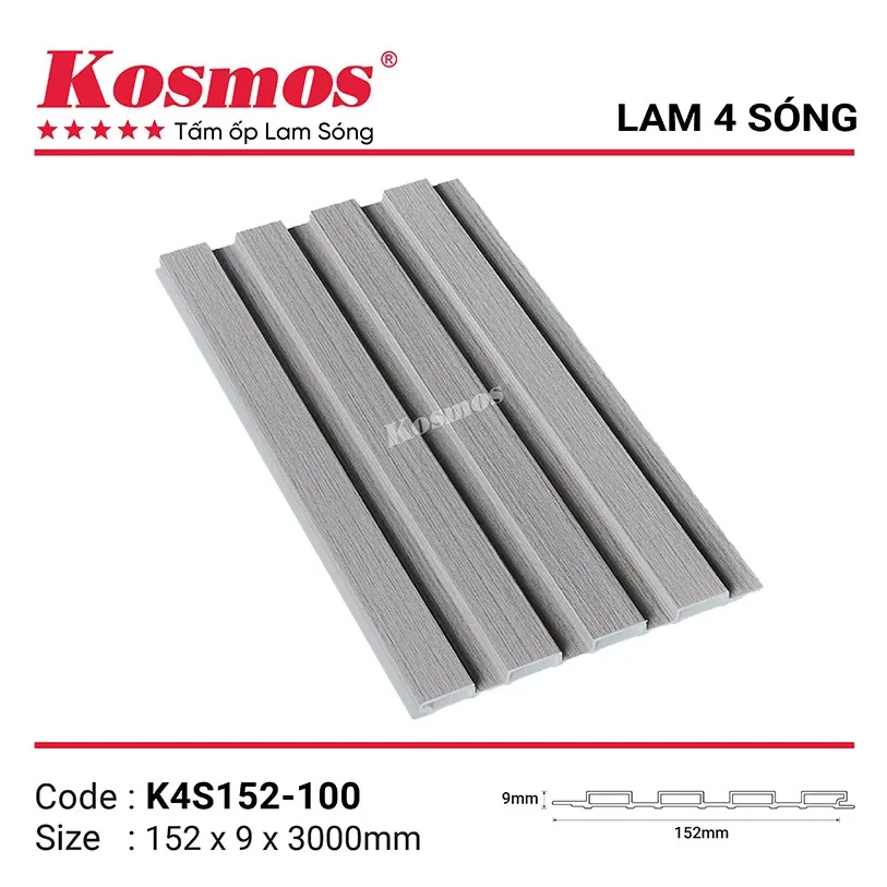 Tấm ốp nhựa PVC pha bột đá vân gỗ k4S152-100