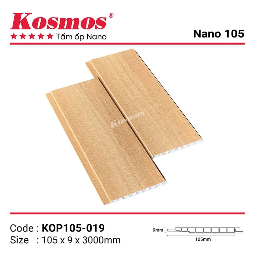 Tấm ốp nhựa PVC pha bột đá vân gỗ KOP150-019