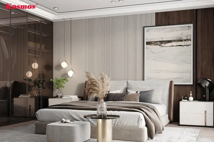 Tấm ốp PVC mang lại vẻ đẹp độc đáo và hiện đại cho phòng ngủ