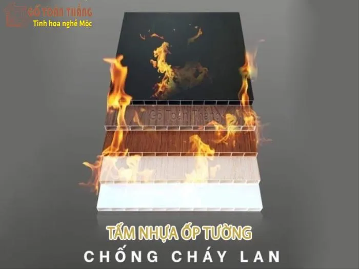 Tấm ốp tường Nano với chất liệu chính là bột đá nên chống cháy lan tốt